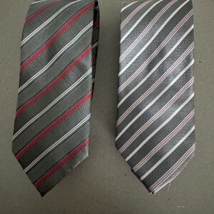 TWO Elegant Striped Ties - Gray backgrounds
